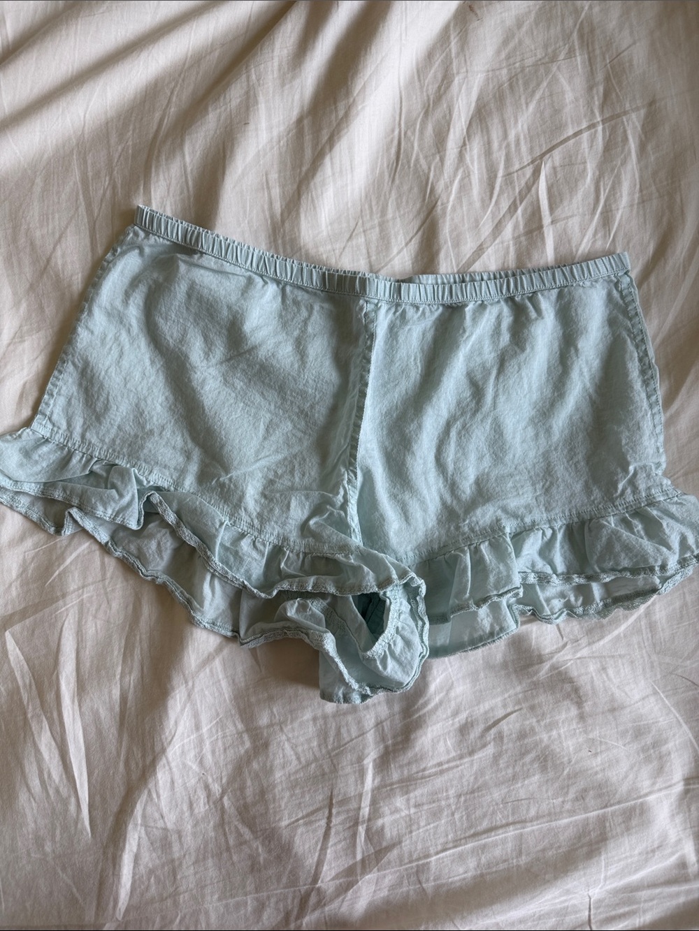 SKIMS Light Blue Ruffle Trim Lounge Shorts